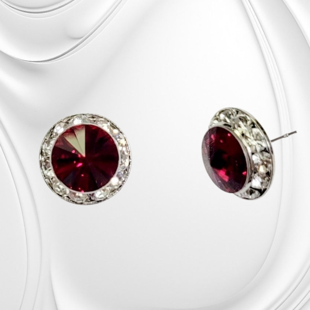 Red Crystal Performance Show Earrings New - Picture 2 of 4